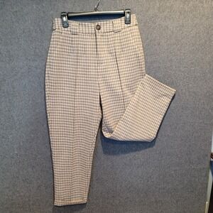 THE Korner Plaid High Rise Pleated Crop Pants Women US 0